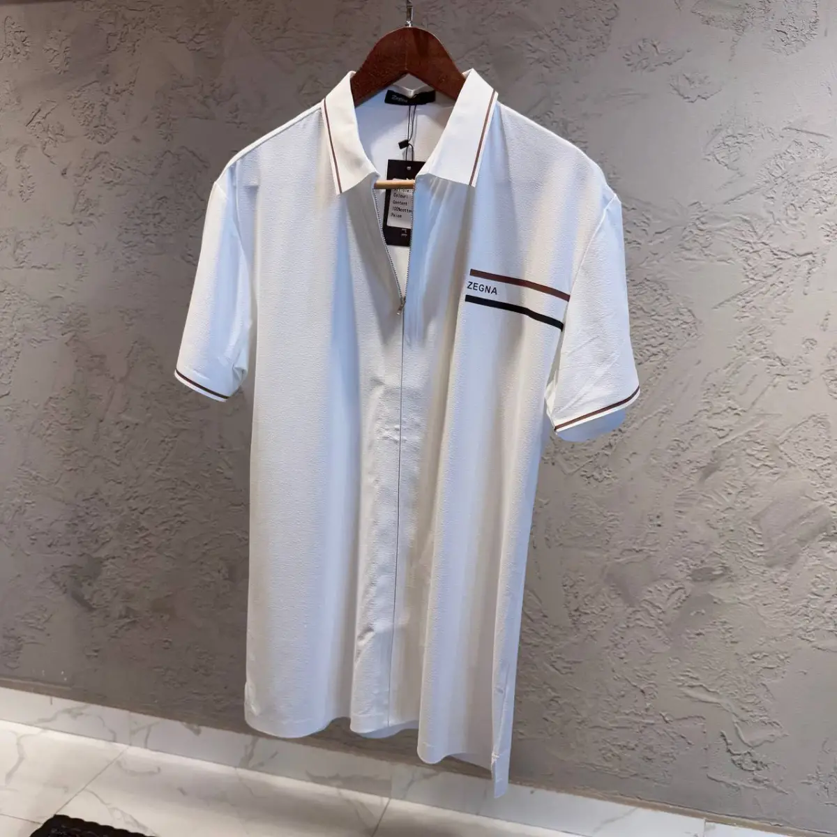 Zegna Beyaz Fermuar Detaylı Gömlek