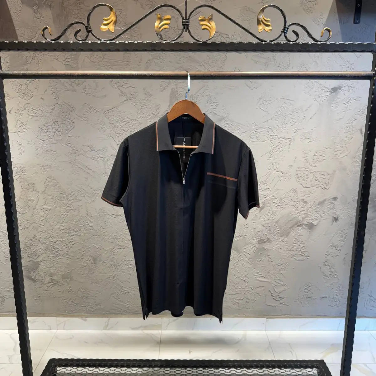 Zegna Siyah Fermuar Detaylı Gömlek