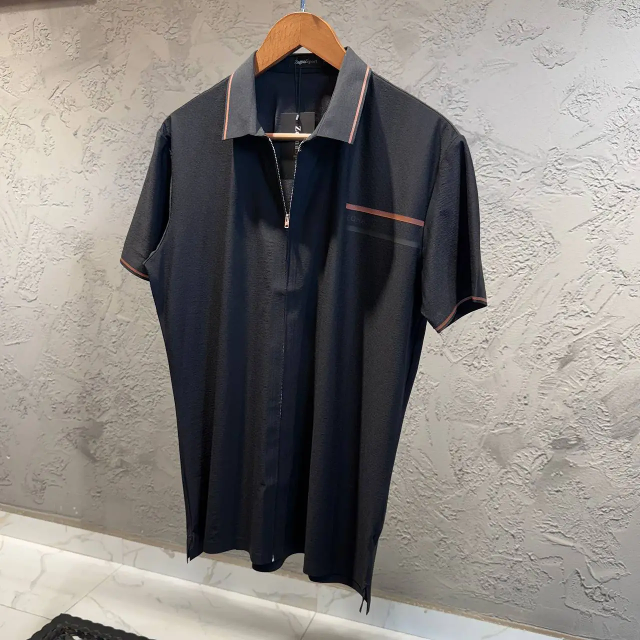 Zegna Siyah Fermuar Detaylı Gömlek