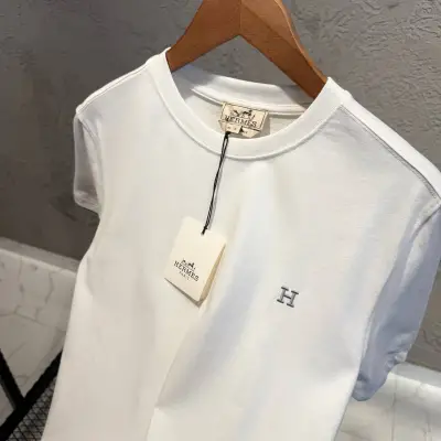 Hermes Beyaz Mavi Şeritli Tişört
