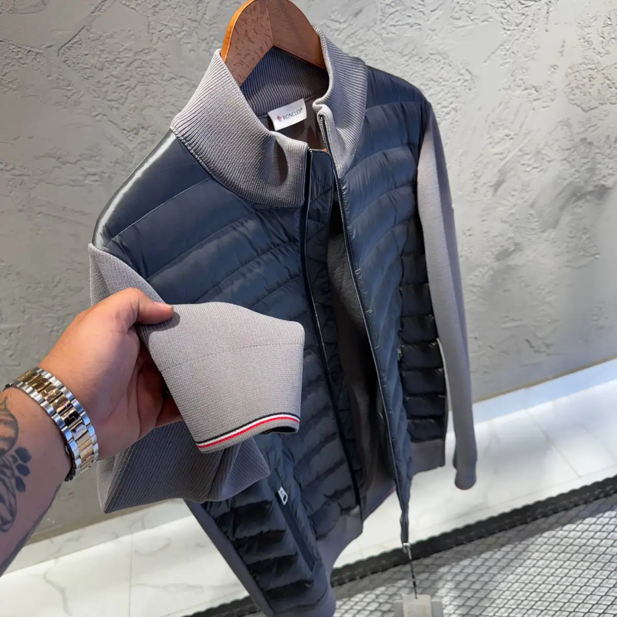 Moncler Detaylı Çelik Örme Ceket