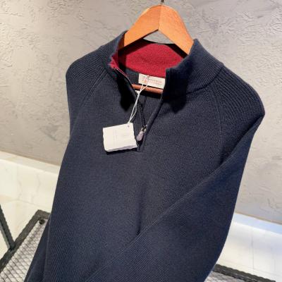 Brunello Cucinelli Lacivert Fermuar Detaylı Kazak