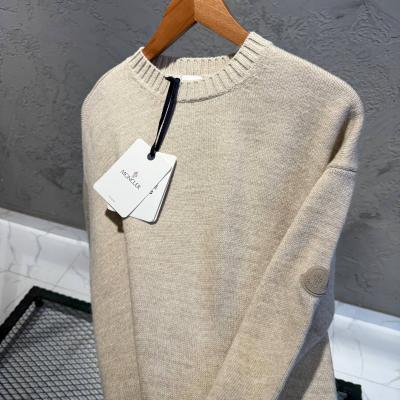 Moncler Krem Logo Detaylı Yün Kazak
