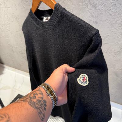 Moncler Siyah Logo Detaylı Yün Kazak