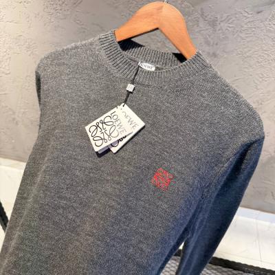 Loewe Gri Logo Nakış Detaylı Yün Kazak