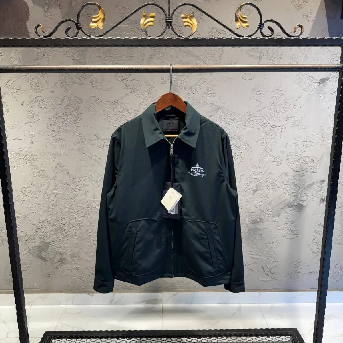 Prada Logo Detaylı Su Yeşili Ceket
