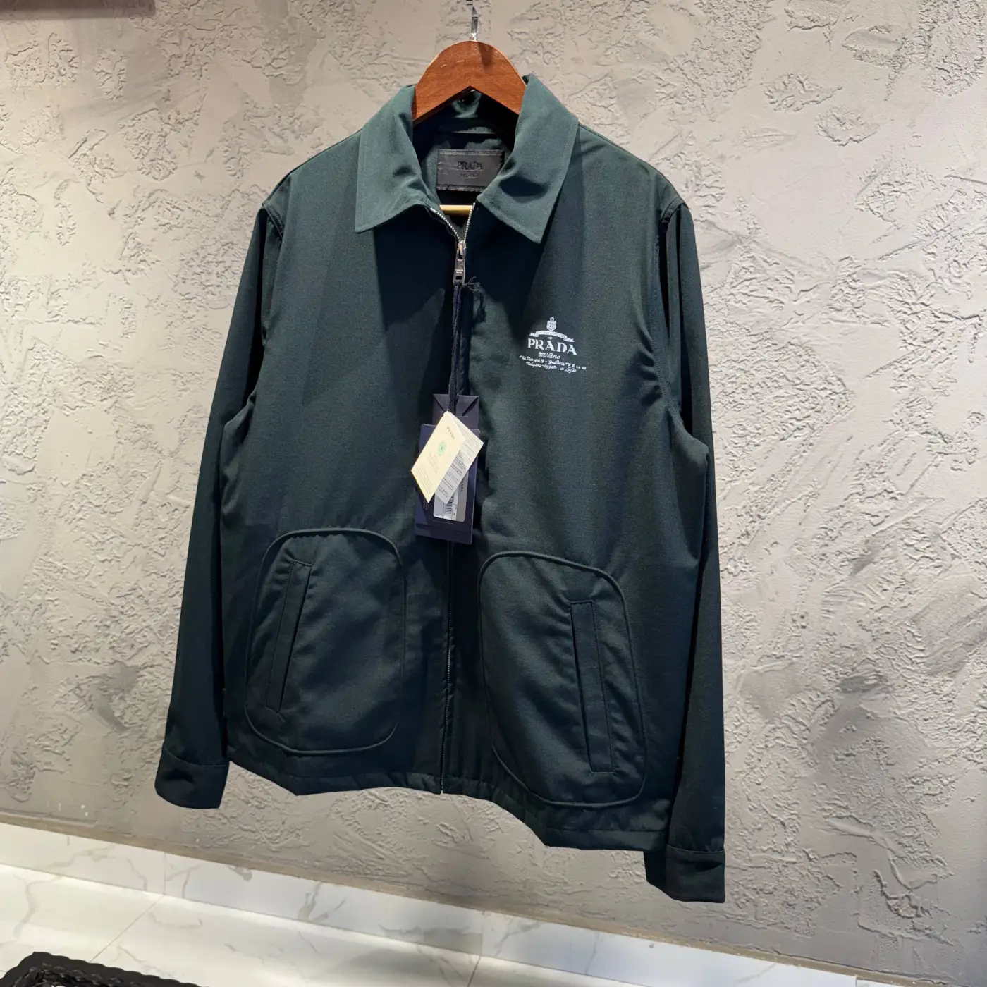 Prada Logo Detaylı Su Yeşili Ceket