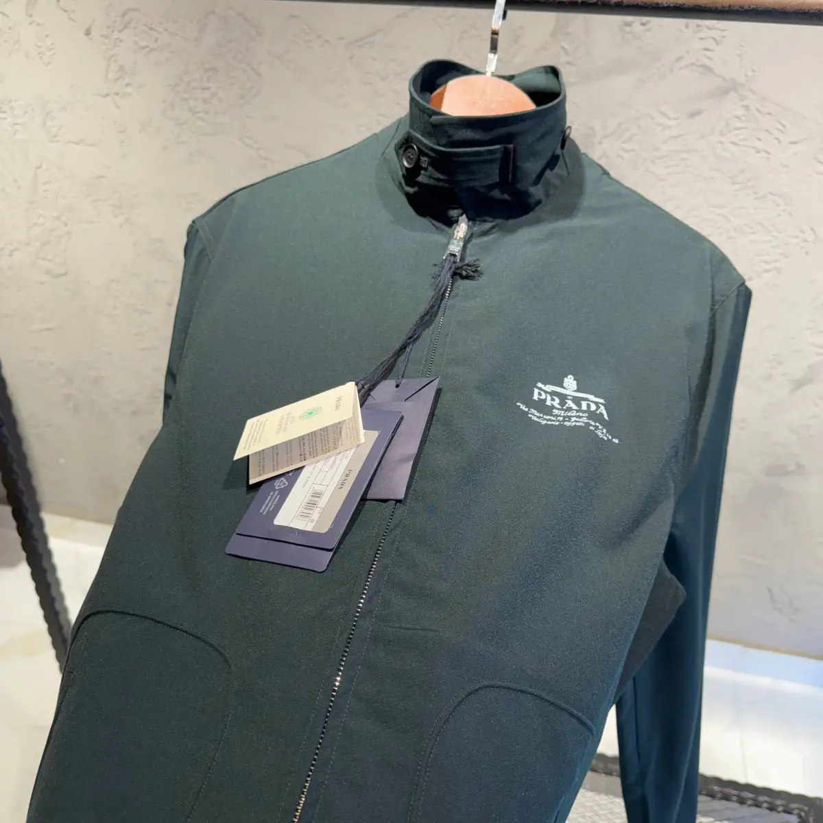 Prada Logo Detaylı Su Yeşili Ceket