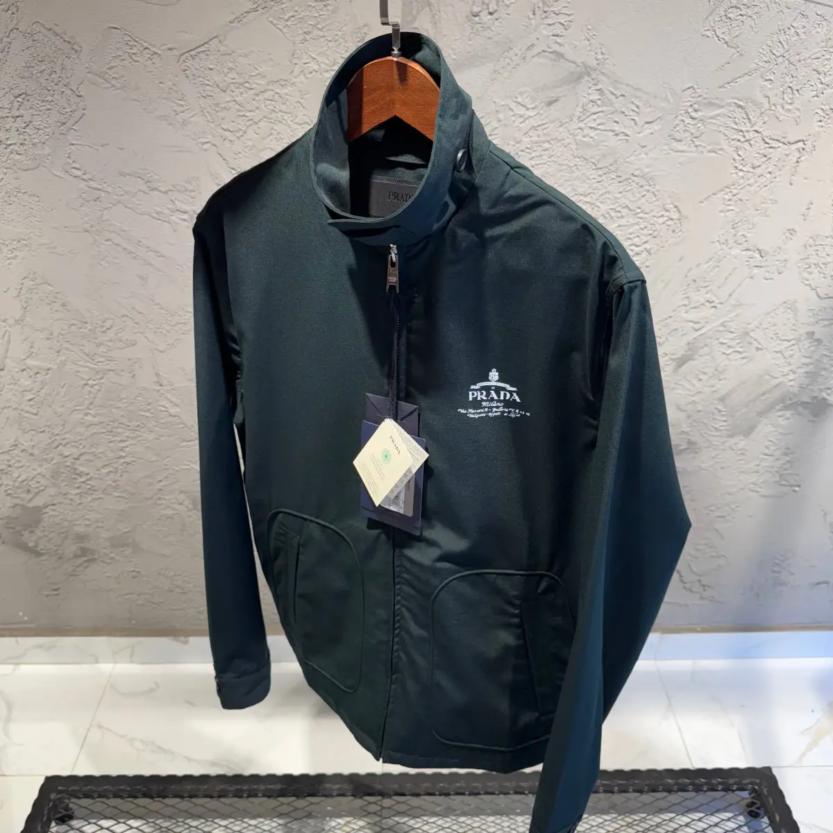 Prada Logo Detaylı Su Yeşili Ceket