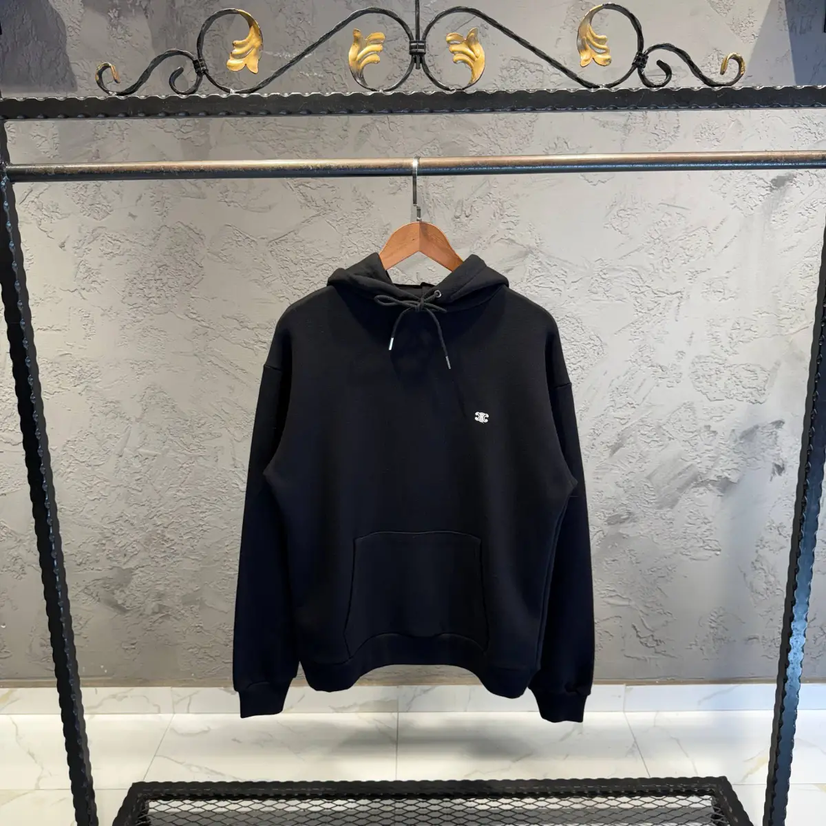 Celine Siyah Logo Detaylı Hoodie