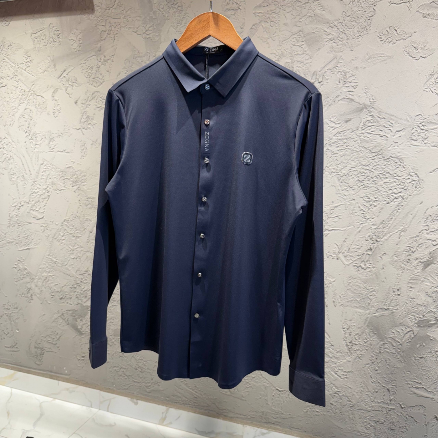 Zegna Lacivert İthal Gömlek