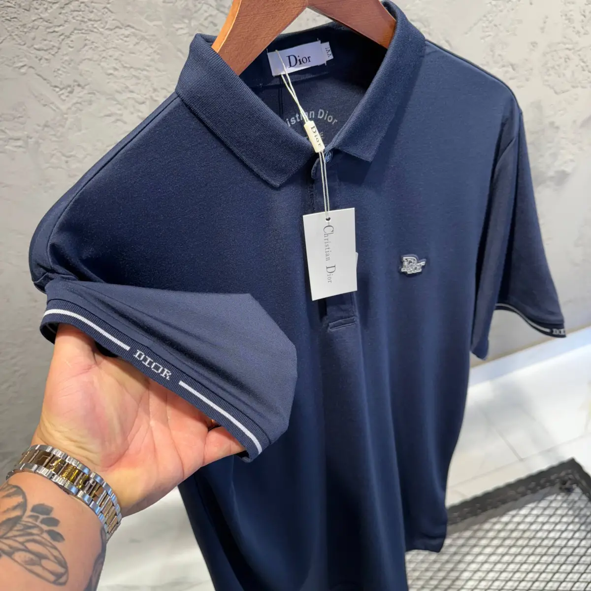 Dior Lacivert İthal Yakalı Tişört