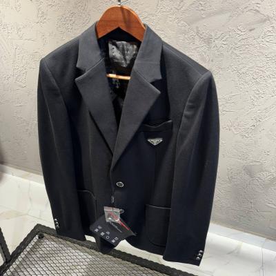 Prada Kruvaze Logo Detaylı Ceket Kaban