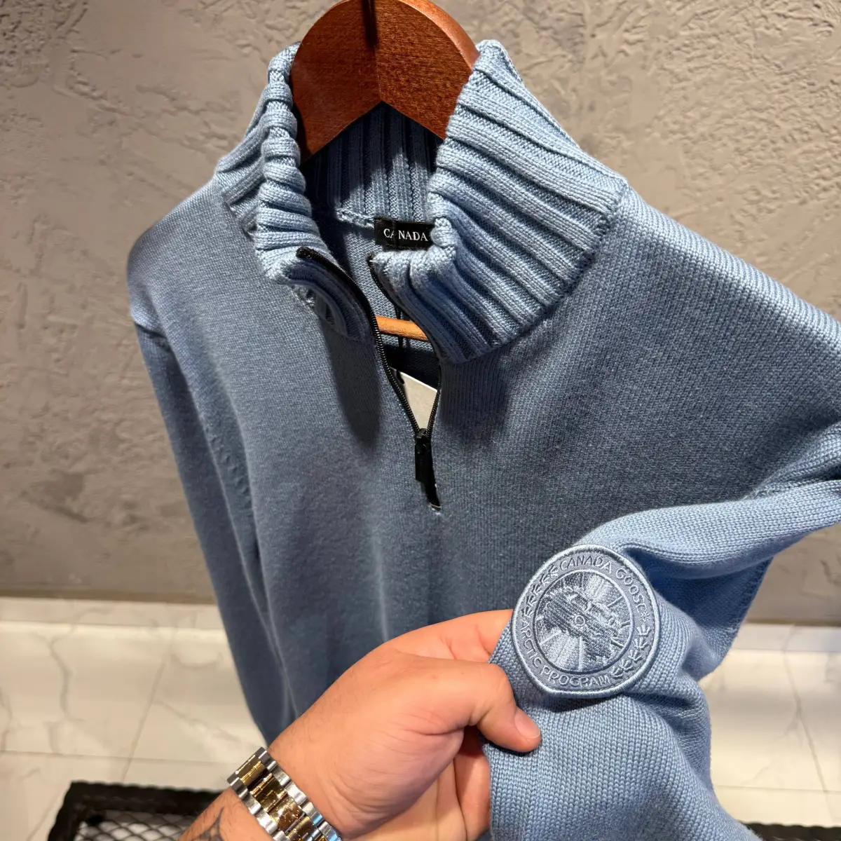 Canada Goose Bebe Mavisi Yakalı Triko kazak