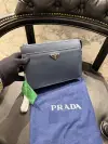 Prada Lacivert Deri Clutch