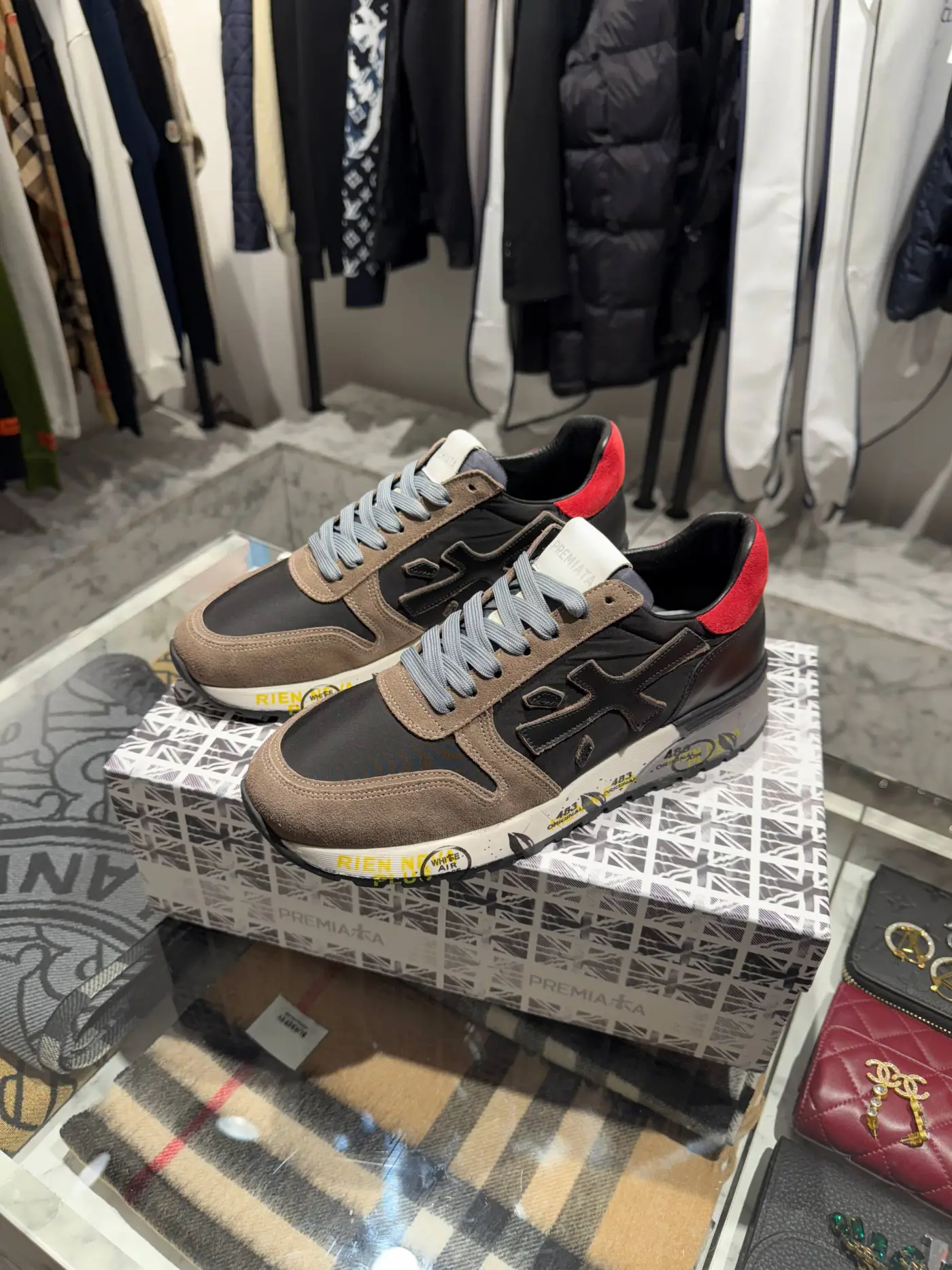 Premiata Kahverengi Detaylı Deri