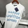 LOUIS VUITTON Beyaz Mavi Nakış Tişört