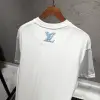 LOUIS VUITTON Beyaz Mavi Nakış Tişört