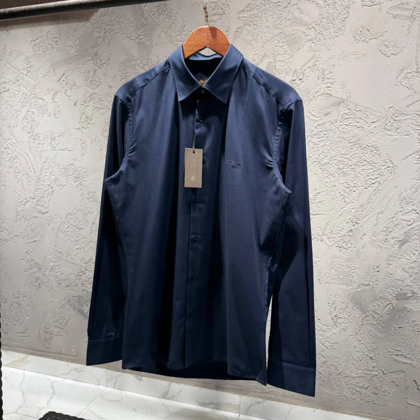 LORO PIANA Lacivert Logo Detay Gömlek