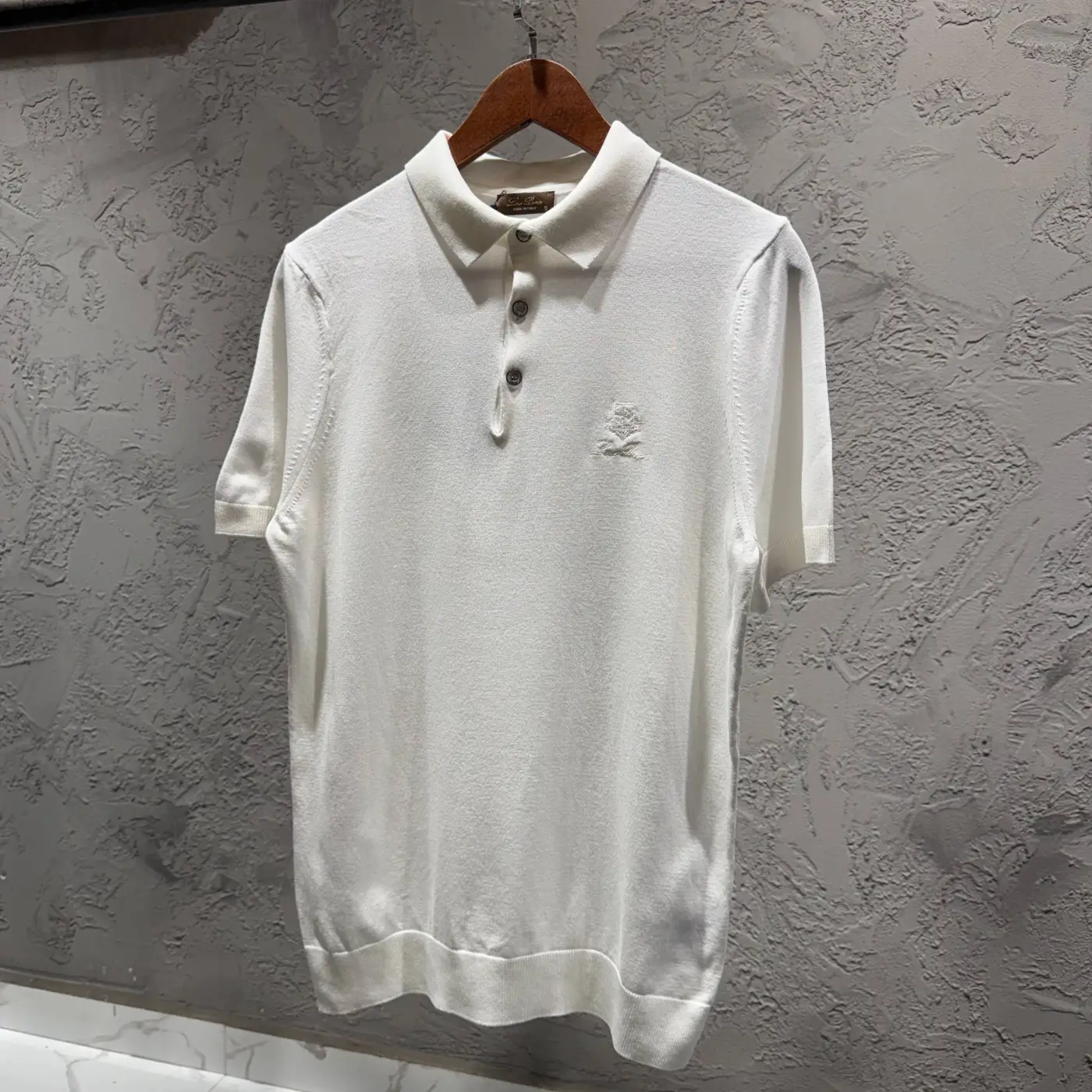 LORO PIANA Beyaz Triko Nakış Detay Tişört