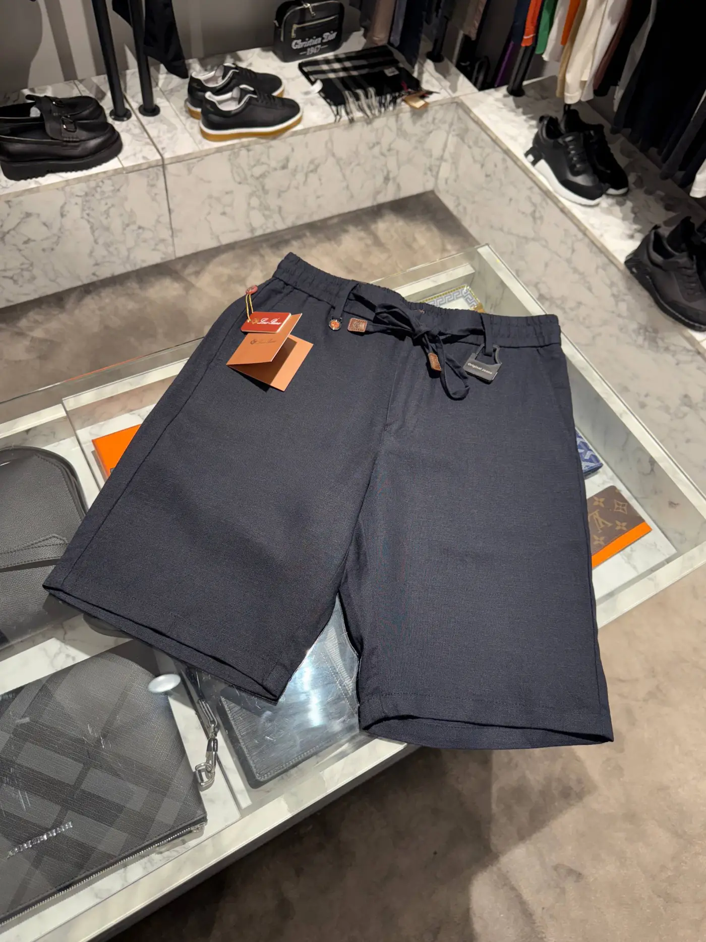 Loro Piana Lacivert Linen Şort