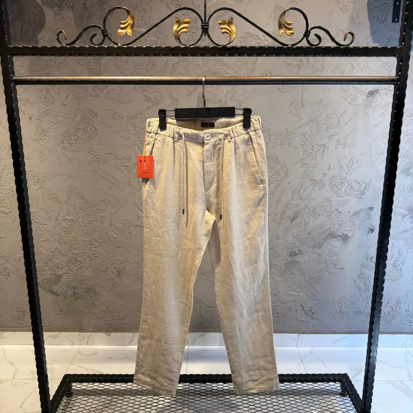 Loro Piana Krem Keten Geniş Jogger